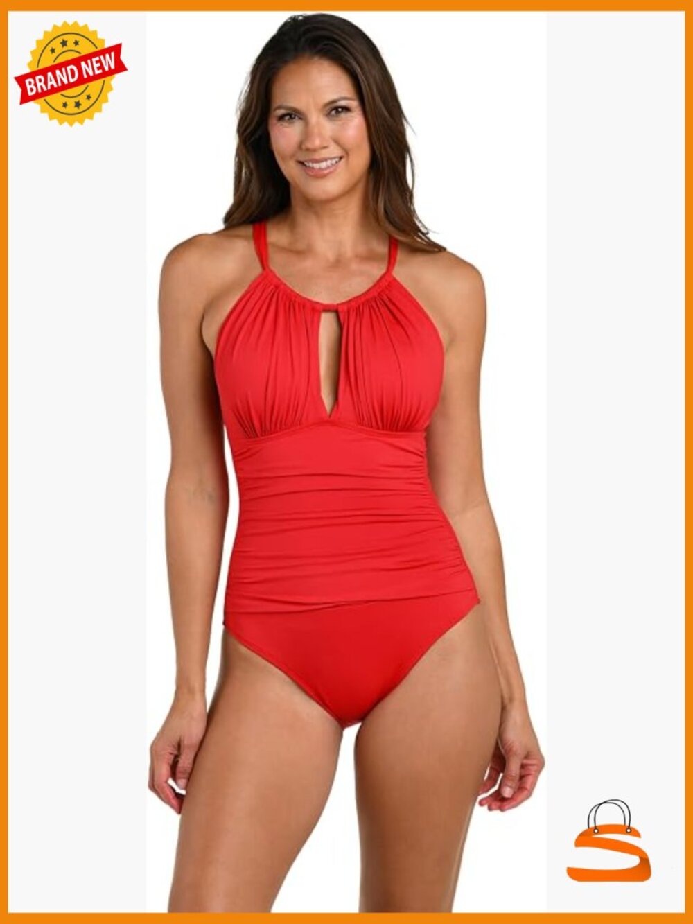 High Neck Keyhole One Piece Swimsuit with Tummy Control